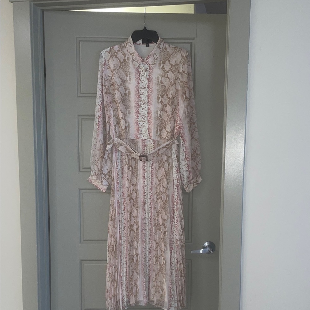 Lucy Paris Beige Snake Print Long Sleeve Dress